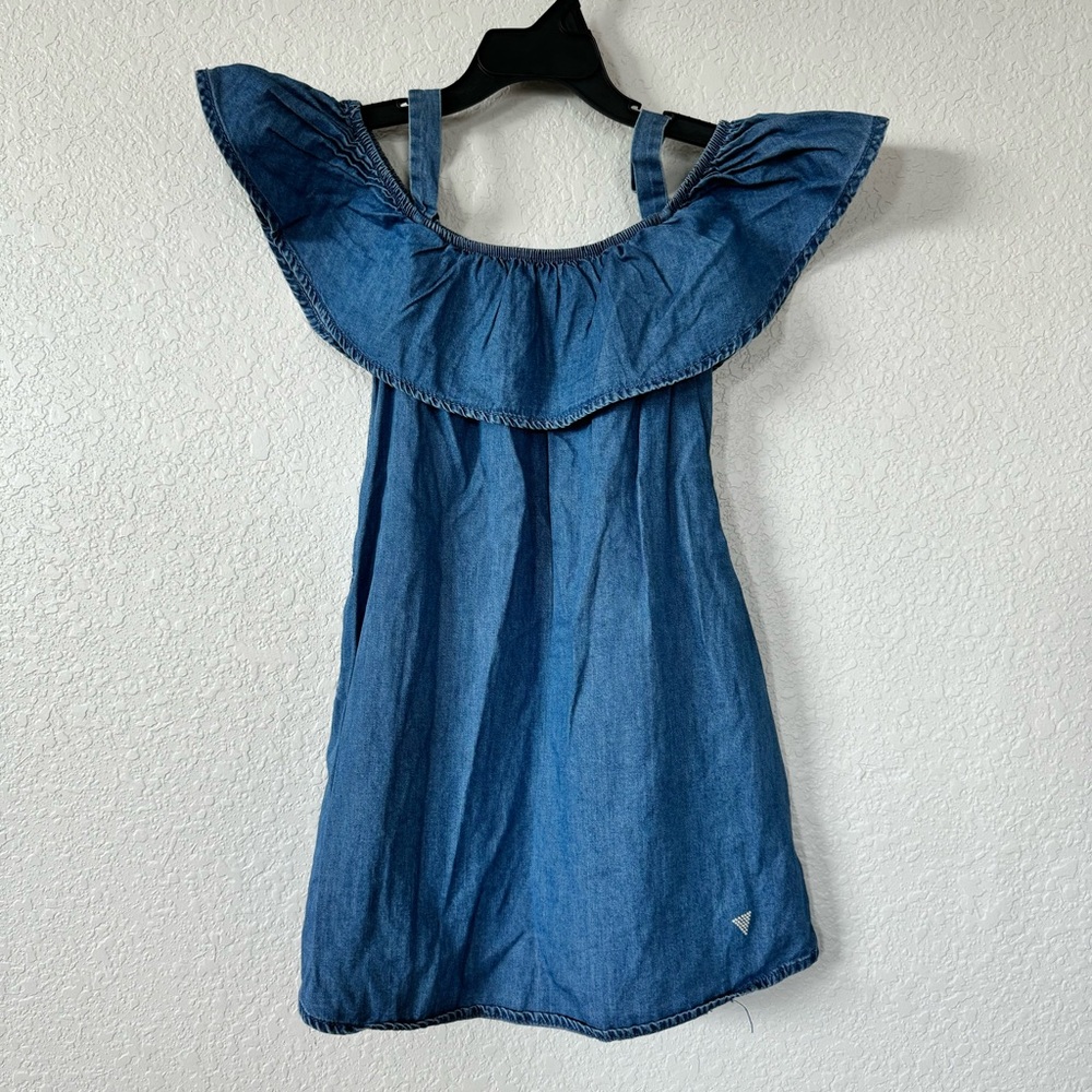 Kids Guess jeans denim dress, off the shoulder size 6